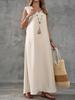 2026 Sleeveless V-Neck Solid Color Two-Piece Slit Dress for Women
