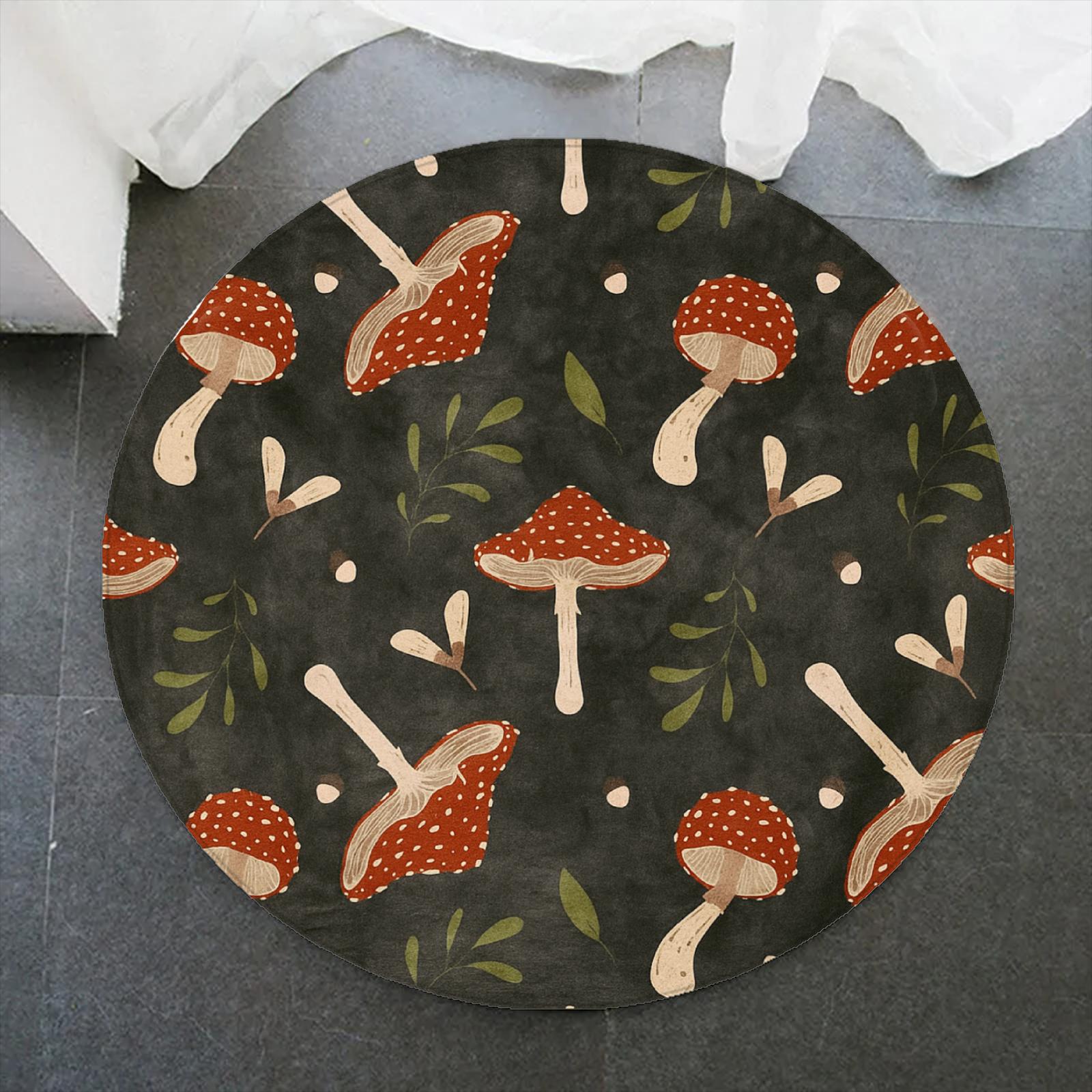 

2026 Mushroom Rug Carpet Soft Flannel Rug For Room Anti-Slip Carpet For Home Decor Gift For Birthday For Kids Round 80x80cm
