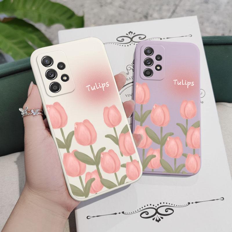 Elegant Tulip Case For Samsung A17 A16 A07 A06 A73 A53 A33 A24 A23 A15 A25 A35 A55 A13 A72 A52 A52S A32 A02S A12 A22 A04S 4G 5G