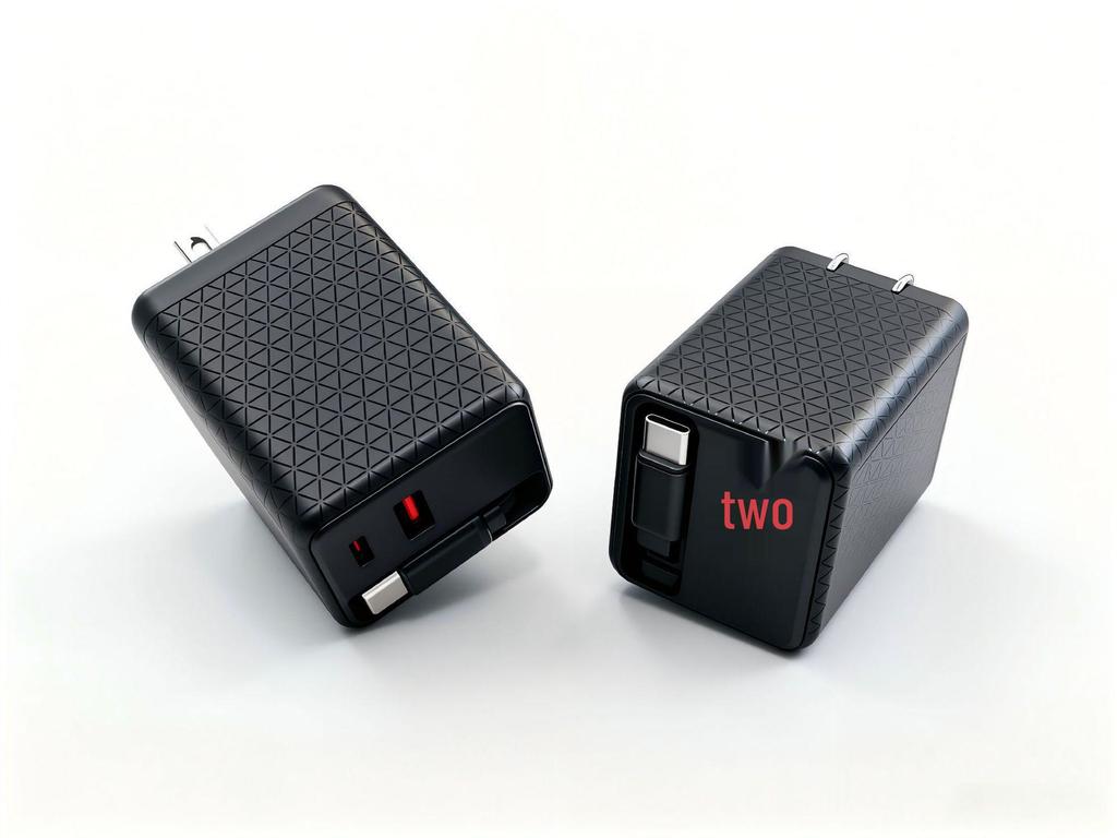 65W GaN-Ladegerät mit einziehbarem Kabel, Multi-Port-Schnellladegerät für Handys & Tablets.