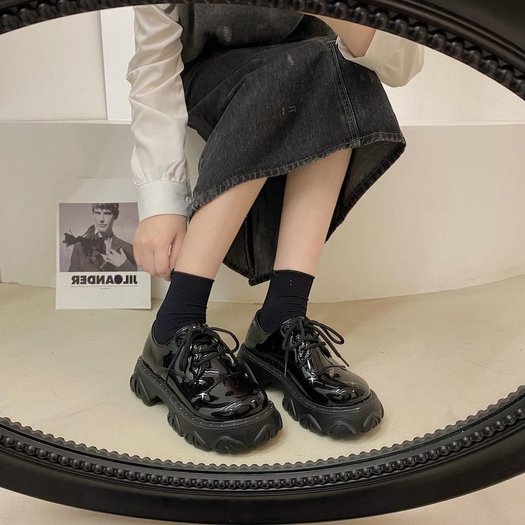 Fashion Retro Platform Small Leather Shoes Women's Autumn and Winter 2025 New Small Man Height Increase British Style Women's Single Shoes