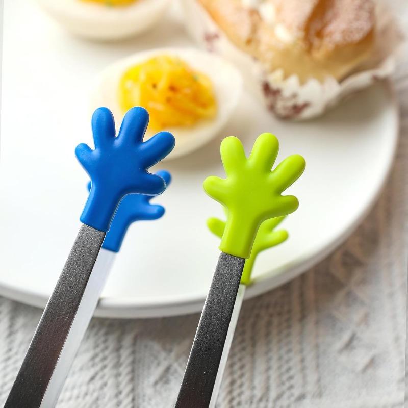 1 STK Små mattang, minitang i rustfritt stål med silikonspisser, for matlaging Grilling BBQ Buffet, 5 tommer