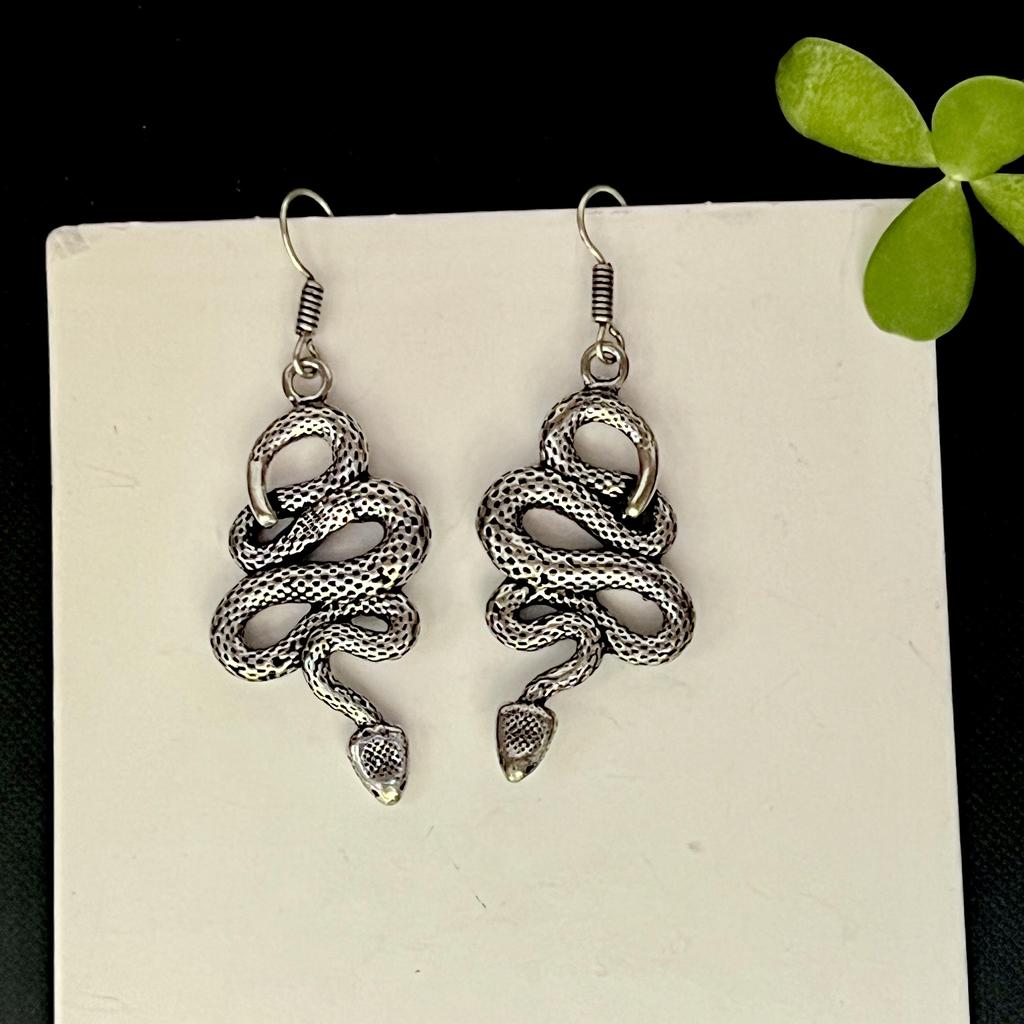 Snake earrings, cobra earring, python earring, snake hoops, gift, long earrings, snake brass earring, snake jewelry