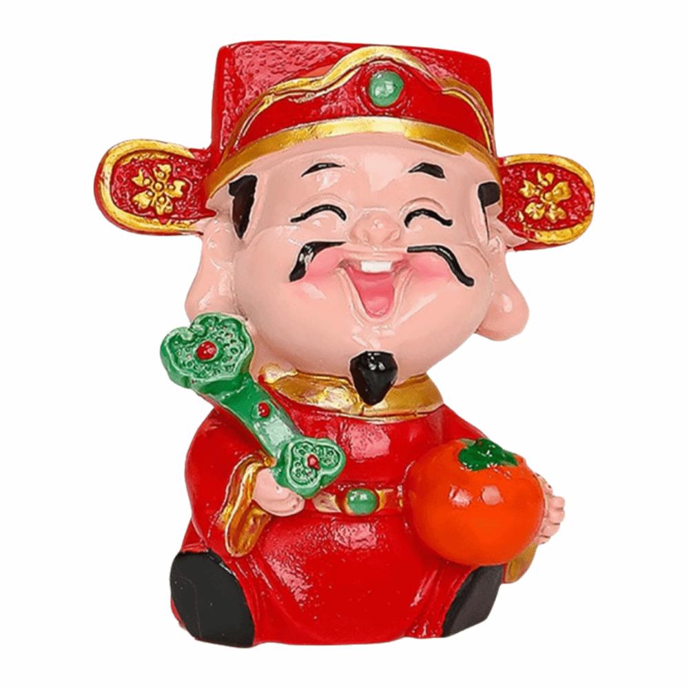 Rote Mini-Gott des Reichtums Figur Maskottchen-Stil Harzmaterial Harz-Maskottchen-Verzierungen Reichtums-Maskottchen Glücks-Accessoires