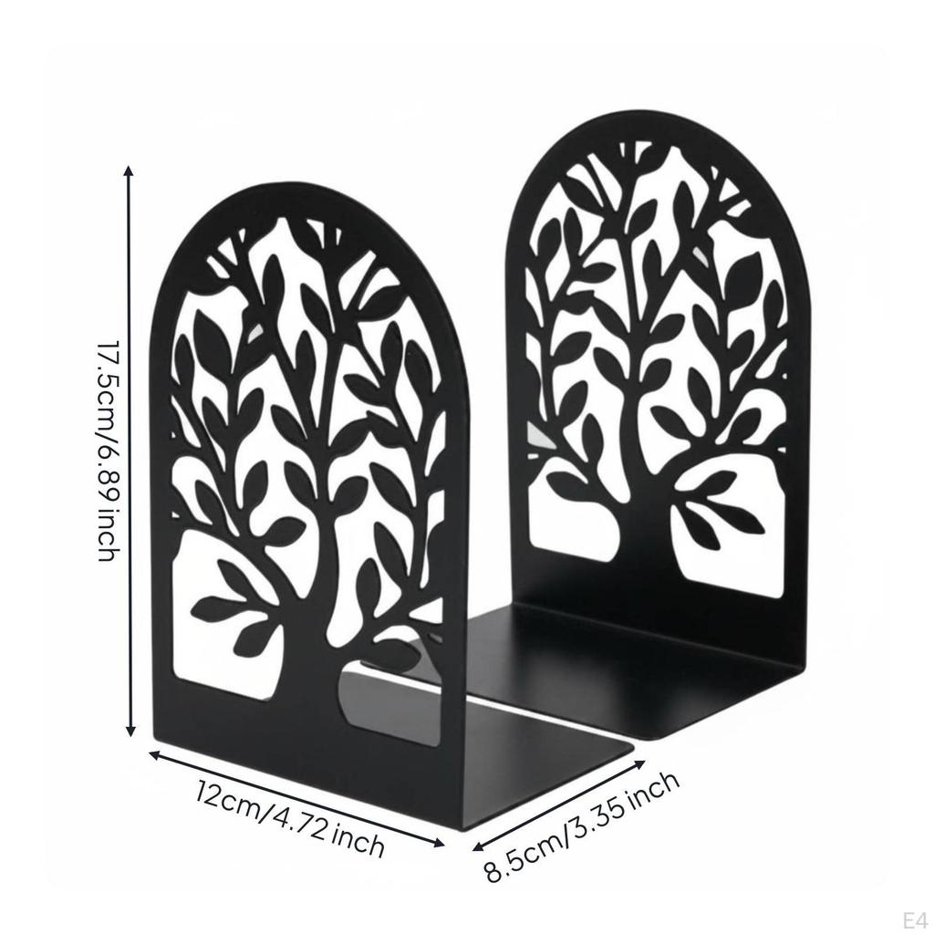 Metal Bookend Pair Arched Treetop Cutout Black Bookends Arc Dead Tree