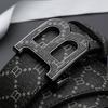 Korean Style Automatic Buckle Genuine Leather Belt for Men with Old Flower Pattern
