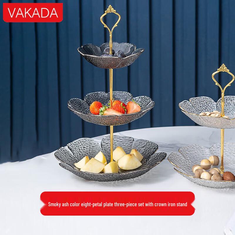 

VAKADA Glass Fruit and Dessert Serving Platter Set