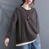Women's Spring and Autumn New Spliced Pullover Loose Casual Tops Fake Two-Piece Solid Color Long Sleeve T-Shirts