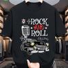 Women's Vintage Rock Style Tee with Rock and Roll Old School Slogan Design Fashion Streetwear Trendy Top