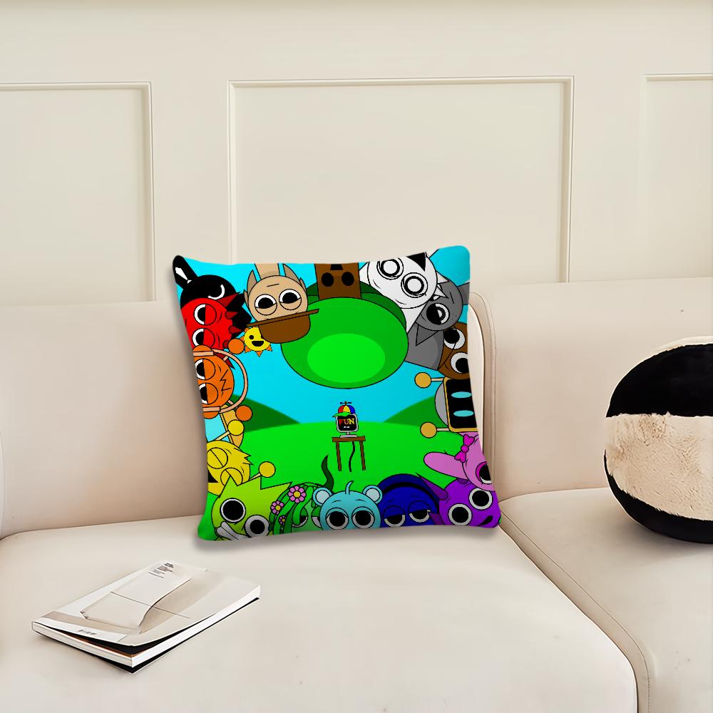 Funny Game Cartoon S-Sprunki Cushion Cover Cushion Room Bedroom Headboard Sofa Living Backrest Nap Time Pillow Case