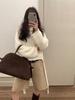 French Lazy Style High Neck Sweater: Tie-Up Knit Top for Women with Loose Long Sleeves