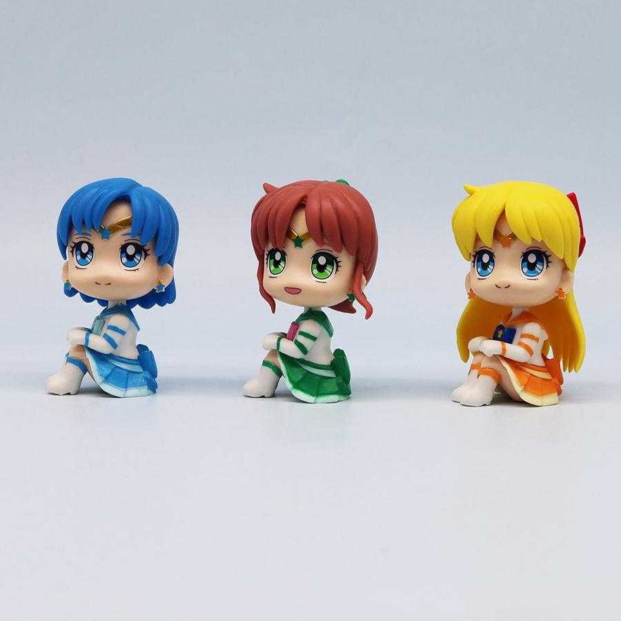 Figura Anime Sailor Moon 7cm Tsukino Usagi/Chibiusa/Kino Makoto Action Figure Sailor Marte Giove Mercurio Venere Statuetta Giocattolo per Bambini