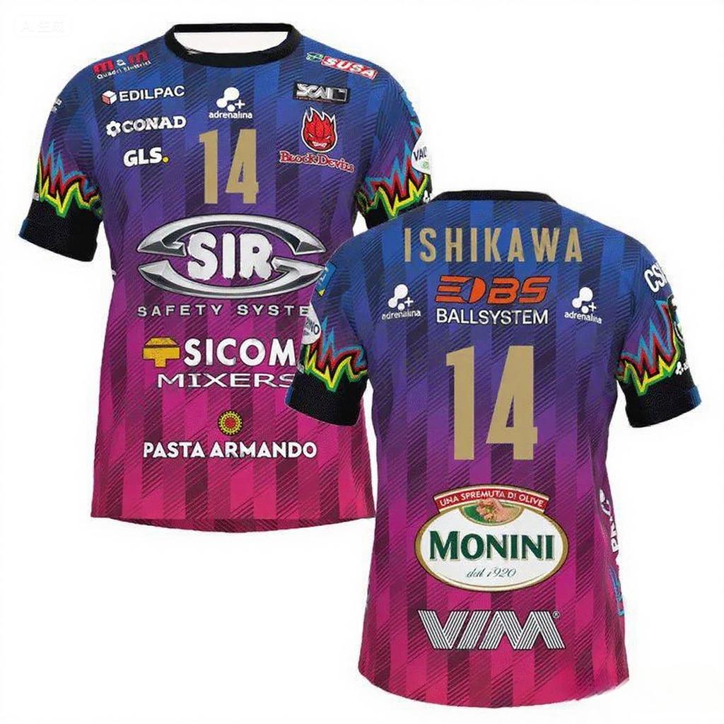 Rundhalsad 3D-tryckt volleybolltröja avslappnad sport långärmad herr-t-shirtar - mjuk medium stretch polyestertyg sommar avslappnad passform kläder