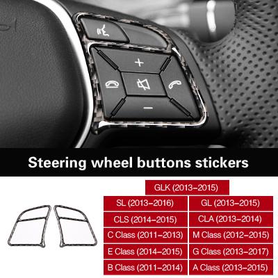 

For Mercedes W176 W204 W212 A B C E G M Class CLA CLS SL GL Carbon Fiber Car Steering Wheel Button Trim Sticker Body Accessories