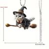 2D Acrylic Car Hanging Pendant Festive Animal Christmas Tree Decor Pendant Magic Flying Cat Car Interior Accessories