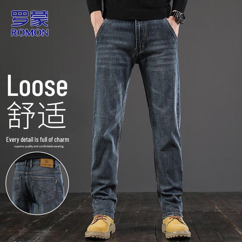 

ROMON Men s Straight-Leg Relaxed Fit Stretch Jeans