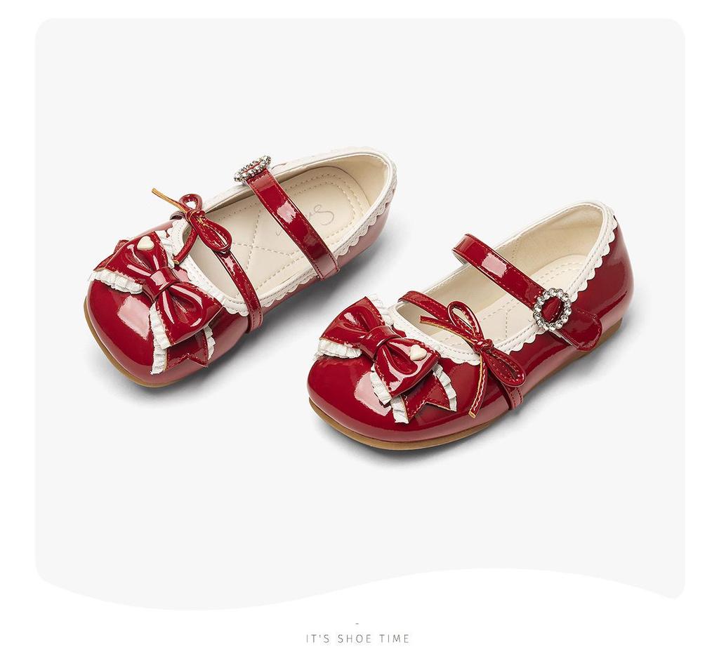 Snuffy Girls' New Year Red Princess Lolita Leather Shoes - Fashionable, Soft Sole for Spring/Autumn 2026