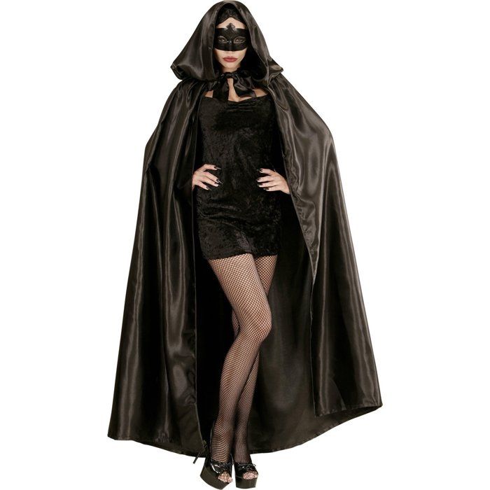 Hooded Cape - WIDMANN - Black - Adult - Satin - Interior