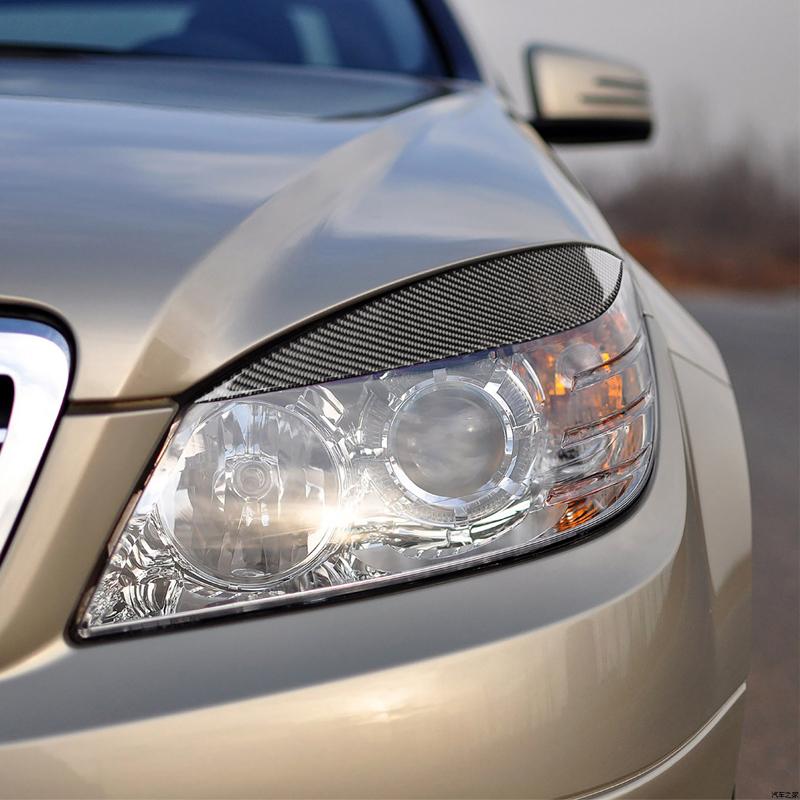 ABS Kolfiber Bil Strålkastarlampa Ögonbryn Ögonlock Ögonbryn Klistermärke För Mercedes-Benz C-Klass W204 C180 C200 C260 C300 C63