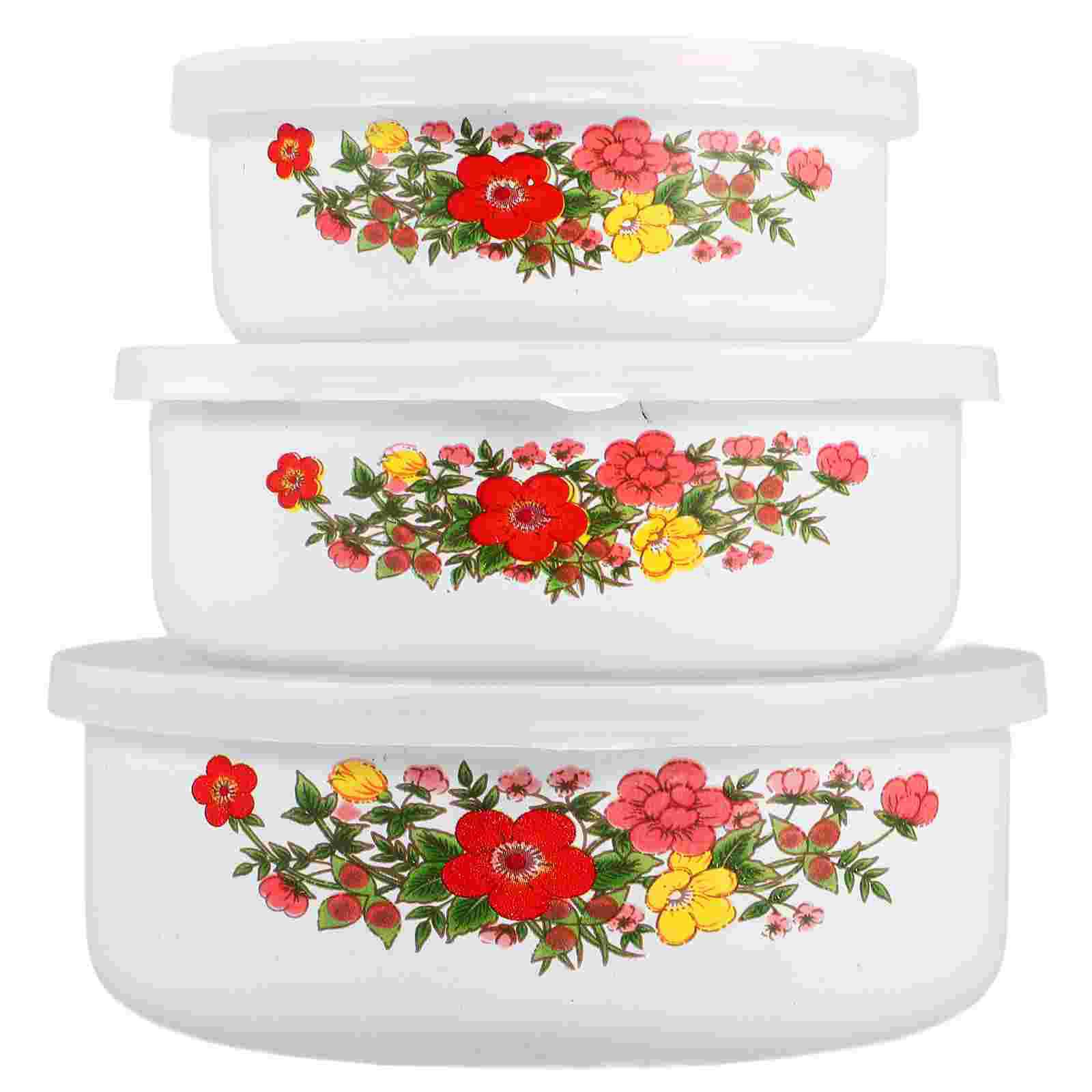 

3 шт. Эмалированная салатница, свежие ланч-боксы, контейнеры для еды, холодильник, миски для хранения, офис