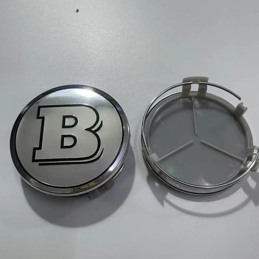4PCS/Set Universal Mercedes Benz 75mm Black and Silver AMG Hubcap Center Cap Upgrade Wheel Hub Cover FA1