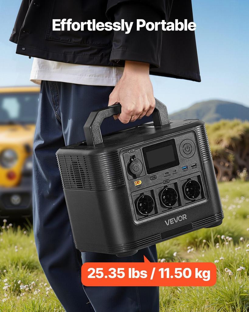 Portable Power Station, 1200W Solar Generator Power Station, 806Wh LiFePO4 Battery Backup with 9 Output Ports for Home Emergency, Outdoor Camping, RV