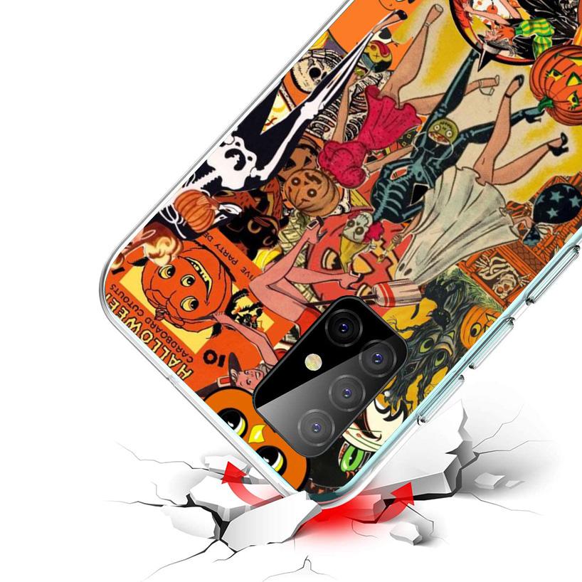 Halloween Fall Art Witch Cat Phone Case For Samsung Galaxy A52 A32 A22 A12 A51 A31 A50S A30S A20S A10S Note 20 Ultra 10 Plus S10