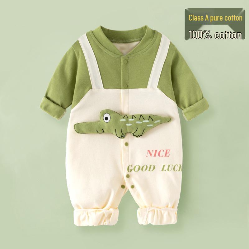 Exklusiver Langarm-Baby-Strampler – Reiner Baumwoll-Krabbelanzug für Frühling und Herbst