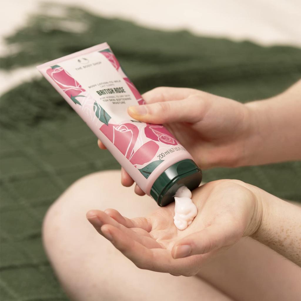 The Body Shop Body British 200ml [Official] Milk-in Lotion, Rose, [Authentic]