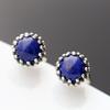 925 Pure Natural Lapis Inlay Handmade Tremella Nail Womens Silver Earrings