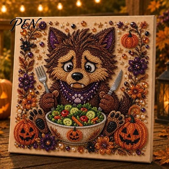 Sparkling Faux Pearl Craft Set Halloween Art Kit, Cute Ghost Skeleton Painting 3d Mosaic for Adults DIY 3D Kit Adults, Fall Home Decor Cozy