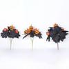 Black Artificial Flowers Bouquet Realistic Simulation Maple Leaf Halloween Pumpkins Branch  Layout