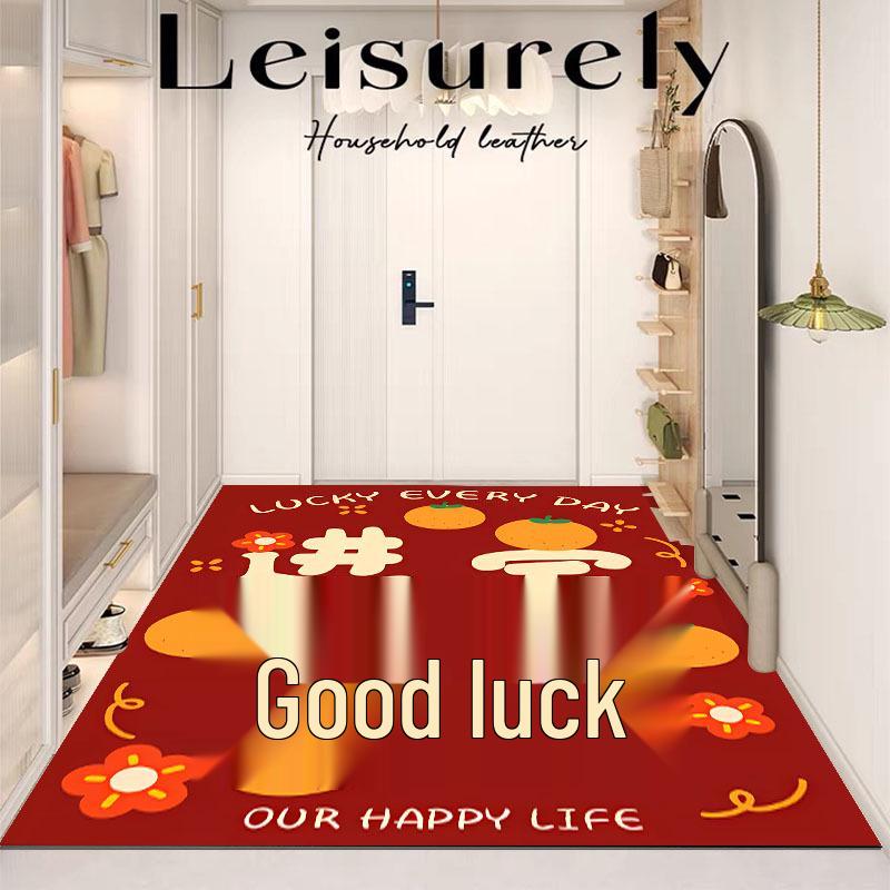 Red Chinese-Style Diatomaceous Earth Entryway Mat 40*60cm (Crystal Velvet)