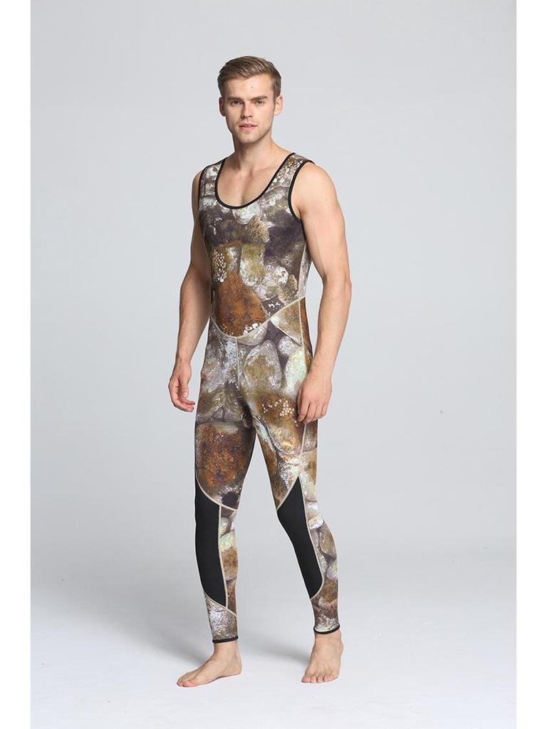 3mm Men's Camouflage Two-Piece Wetsuit for Fishing, Hunting, Diving, and Surfing