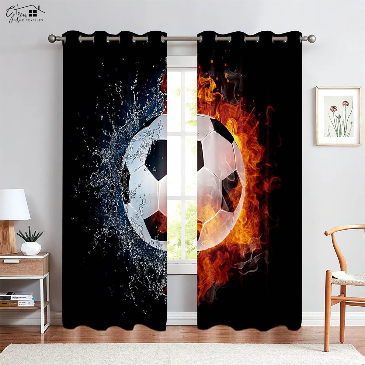 

Спорт Футбол Прорыв Стены 3D Печать Шторы Современные Простые Модные Шторы Спальня Гостиная Кухня Декоративная Штора W50xH130(CM)x2PCS&Rod pocket