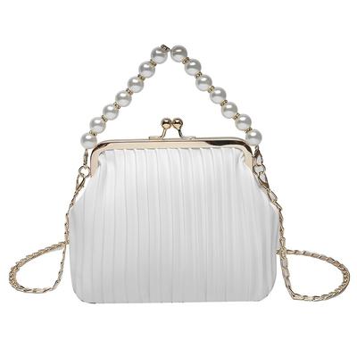 Harujio Women's Small Clasp Purse Shoulder Bag, Perfect for Yukata, Weddings, Parties, and Dresses, Available In Black and White with a Pearly