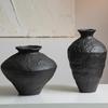 Wabi-Sabi Black Pottery Jar: Zen-style Retro Ceramic Vase for Tea Rooms and Hotels