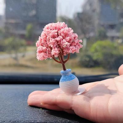 Car Mini Tree Center Console Car Mounted Green Plant Accessories Simulated Flower Decoration For Girls Gift Interior Decorations