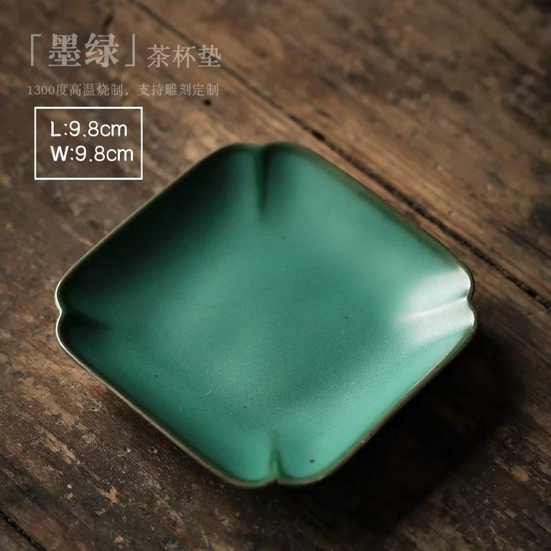 Rough Ceramic Square Coasters Japanese Retro Home Kitchen Anti-scald Heat Insulation Cup Base Kung Fu Tea Ceremony Accessories