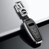 Aluminum Alloy With Leather Car Key Cover Remote Fobs Case Bag For Au-di A8 Q8 Q7 Q5 A7 A6 A6L C8 D5 E-Tron Coupe 2021 2022 2023