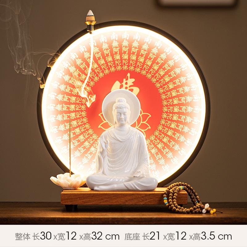 Buda Heykeli Tathagata Buda Figürü Sakyamuni Büyük Buda Heykeli Seramik Lamba Çemberi Tütsülük İçin Özelleştirilmiş Sundurma Ev Dekorasyonu