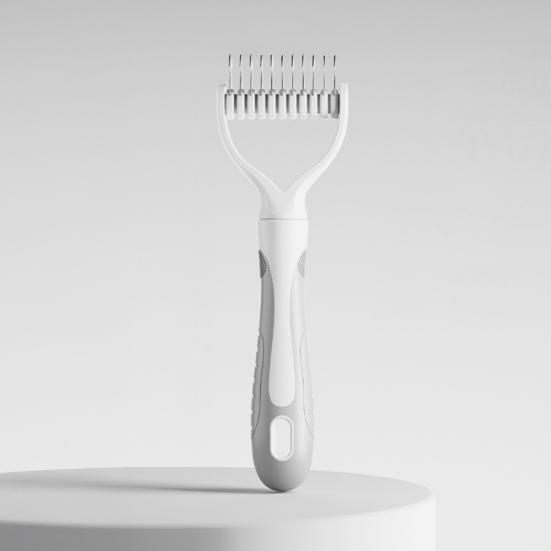 Pet Detangling Comb Double-Sided Metal Teeth Pet Dematting Tool Pet Grooming Comb Undercoat Rake for Long Hair Untangles Pet Hair Efficiently
