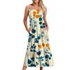 Women's Long Beach Casual Elegant Spaghetti Strap Maxi Dress Stitching Low-key Flowing Bohemian Dress