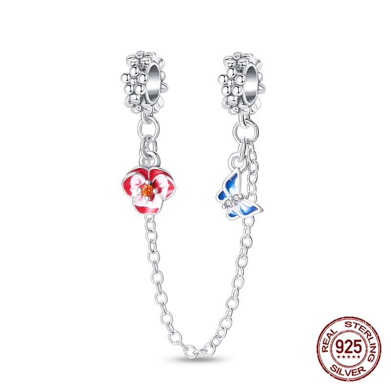 Original 100% 925 Silver Star Moon Safety Chain Fit 925 Original Bracelet & 3mm Bracelet DIY Jewelry Making Women Gift