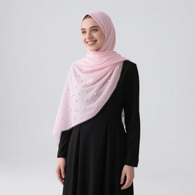 Pearls Tr Cotton Hijab Scarf Woman Muslim Hijabs Shawl Solid Color Headband Lady Fashion Long Wraps Female Turban Headscarf
