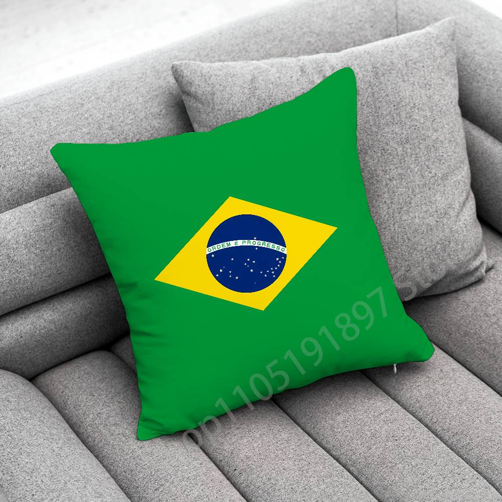 Rio De Janeiro Brazil Flag Map Passport Throw Pillow Case For 45x45cm 40x40cm 50x50cm 30x30cm Square Car Pillowcase Shell