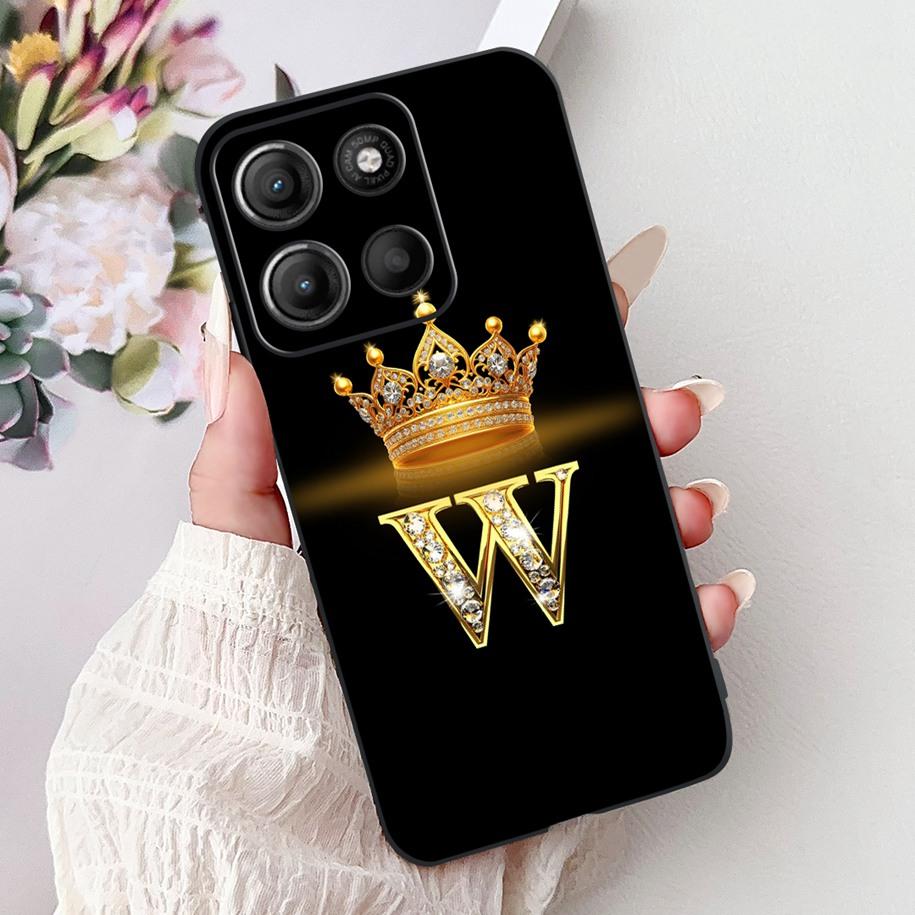 For Motorola Moto G15 Case MotoG15 Cover Luxury Crown Letters Soft Silicone Phone Case For Motorola Moto G75 5G G 75 G 15 Bumper