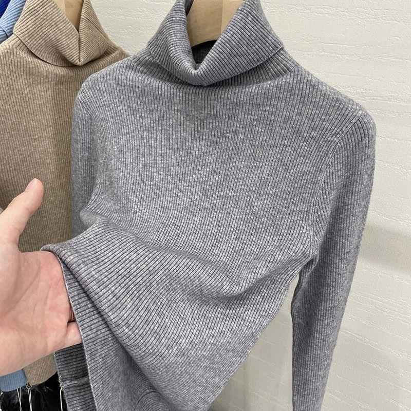 Women's Turtleneck Sweater Autumn Winter Long Sleeve Slim Fit Knitted Base Layer Fashionable Warm Top