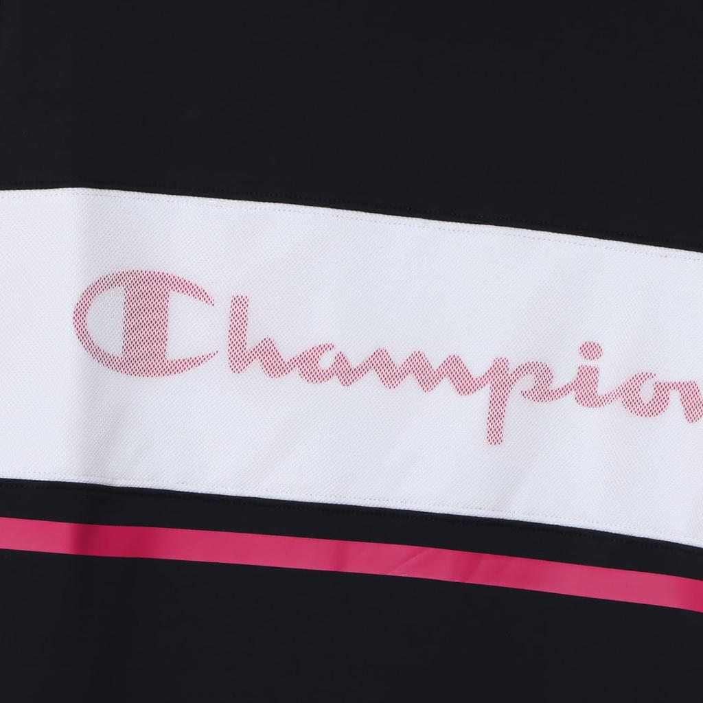 Champion Golf Short Odor UV Script Short Sleeve Mock Neck Shirt Women's T-Shirt, Black, CW-ZG304, Sleeve, Antibacterial, Resistant, Quick-Drying,