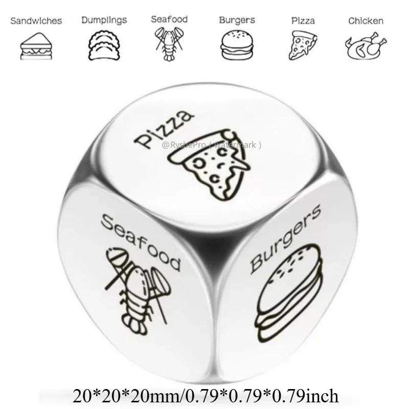 1pc Food Decision Dice Anniversary Date Night for Couple Stainless Steel Food Determine Dice Set Men Women Birthday Wedding Gift